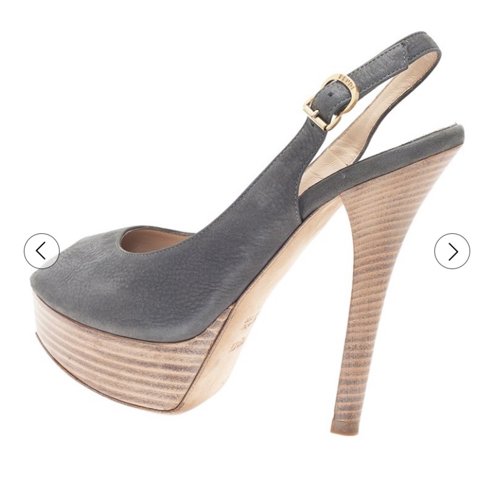 Fendi grey metallic peep-toe sling back - size 37